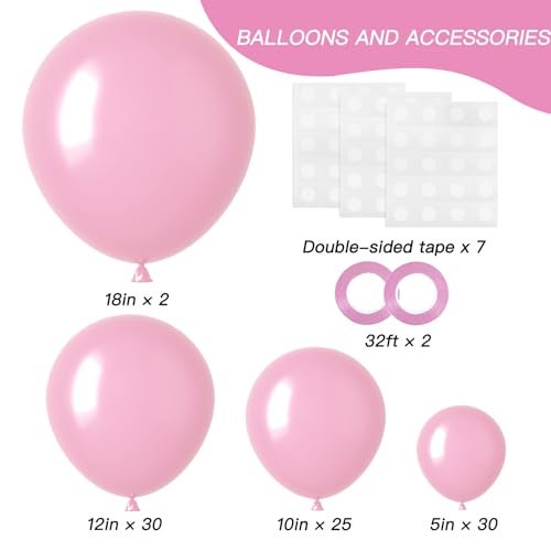 RUBFAC 87pcs Light Pink Balloons Different Sizes 18 12 10 5 Inches for Garland Arch, Premium Pastel Pink Balloons for Valentine's Day Girl Birthday Wedding Baby Shower Bridal Shower Party Decorations - Image 2