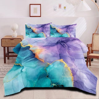 CCoutueChen Blue Purple Marble Comforter Set Queen Size Teal Ombre Abstract Bedding Set Women Men Modern Aesthetic Comforters 3 Pieces Gold Marbling Art Bed Sets Soft Lightweight 90x90 Comforter Sets - pzsku/Z621FC640940D60E92504Z/45/1749667678/fbb6466f-e874-4170-ac87-5b4603f7f8e5