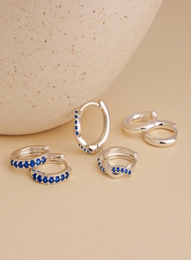 Inerney Gold Huggie Hoop Earrings Set for Women, Dainty Small Sterling Silver Earring for Multiple Piercing Hypoallergenic Jewelry, Trendy Twisted CZ Cartilage Earings for Women's Mother Gifts 3Pairs - Image 5