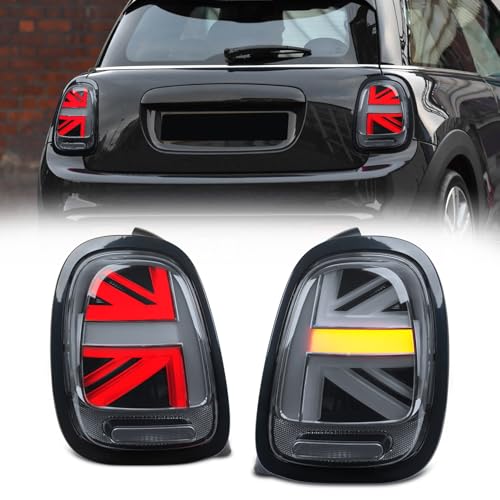 Archaic Tail Lights Assembly for Mini Cooper F55-57, Tail Lamp with Sequential Turn Signal Light, Full LED Rear Light Union Jack Light for Mini Cooper 2014-2021, Plug&Play, Pair, White - Image 1