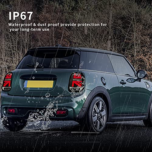 Archaic Tail Lights Assembly for Mini Cooper F55-57, Tail Lamp with Sequential Turn Signal Light, Full LED Rear Light Union Jack Light for Mini Cooper 2014-2021, Plug&Play, Pair, White - Image 4