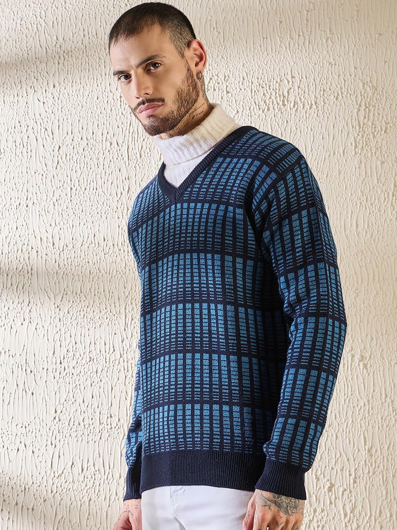Pivl Men's Winter V Neck Sweater- Warmth and Style for The Season_Navy_M - Image 2