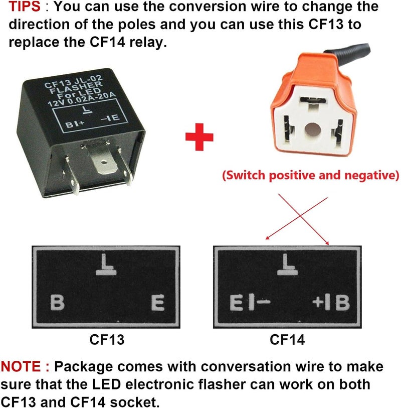 Xotic Tech 3-Pin LED Flasher Relay with Conversion Wire - Image 2
