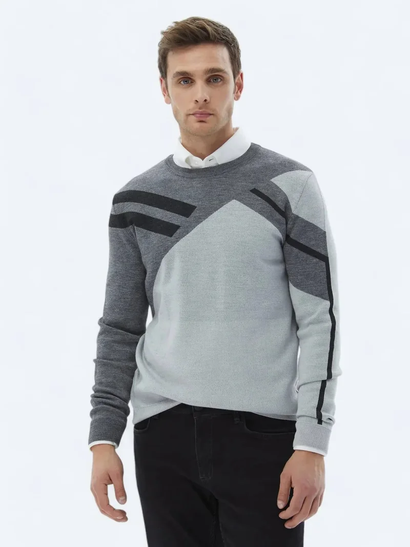 Kip Light Grey Knitwear Sweatshirt