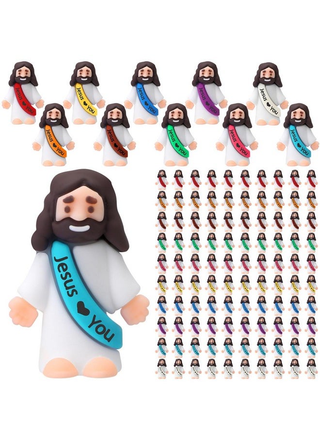 Bememo 100 Pcs Mini Jesus Figures Jesus Loves You Original Design Jesus Toys Little Jesus Figures To Hide And Seek Sunday School Religious Party Favors Gift For Easter Egg Stuffers (Colorful)  - Image 1