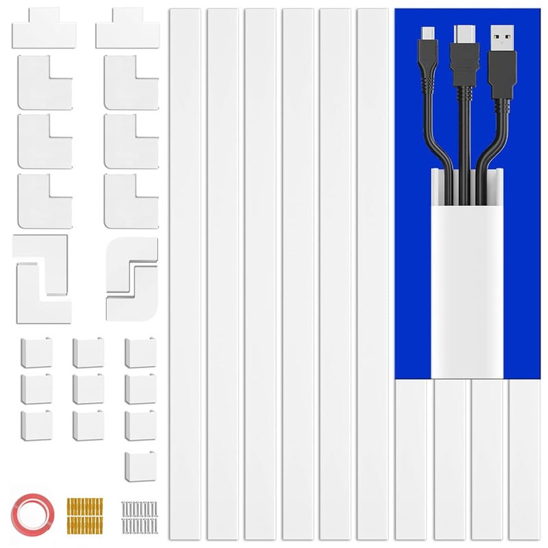 Serplex PVC Cable Cord Holder Hider 157 Inch Cord Covers for Wires on Wall Cable Hider Cord Organizer Wire Covers for Cords on Wall Wire Hiders for TV on Wall 10x L157 x W095 x H055in - Image 1