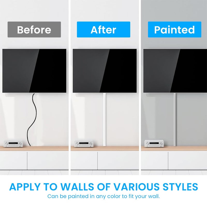 Serplex PVC Cable Cord Holder Hider 157 Inch Cord Covers for Wires on Wall Cable Hider Cord Organizer Wire Covers for Cords on Wall Wire Hiders for TV on Wall 10x L157 x W095 x H055in - Image 5