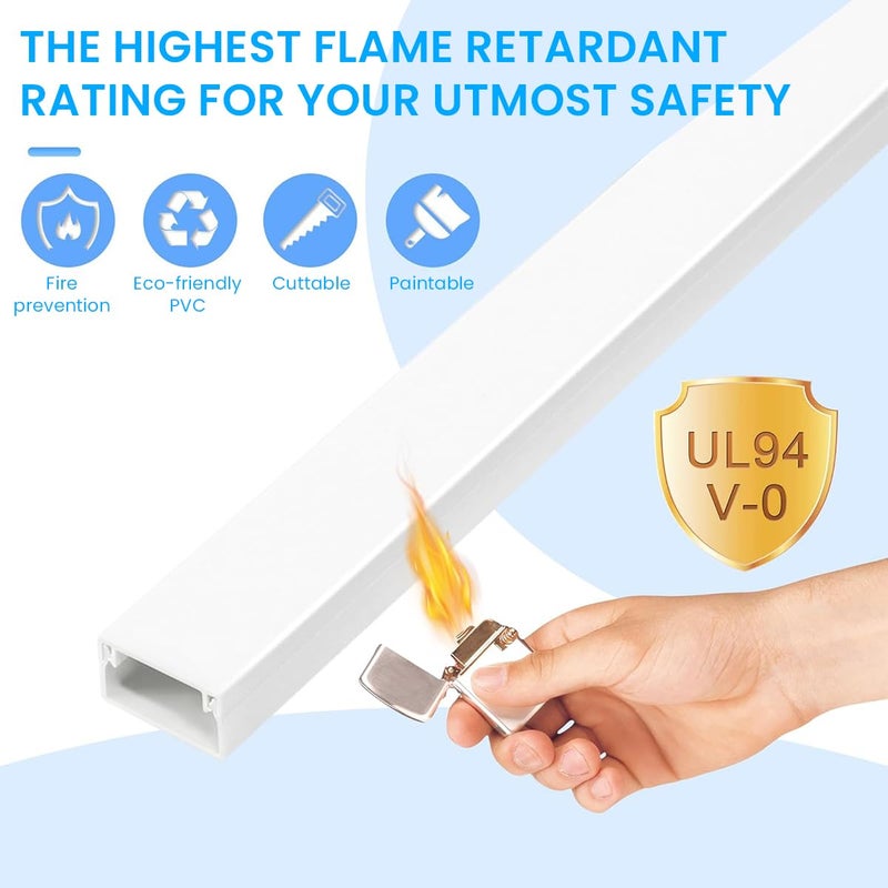 Serplex PVC Cable Cord Holder Hider 157 Inch Cord Covers for Wires on Wall Cable Hider Cord Organizer Wire Covers for Cords on Wall Wire Hiders for TV on Wall 10x L157 x W095 x H055in - Image 3