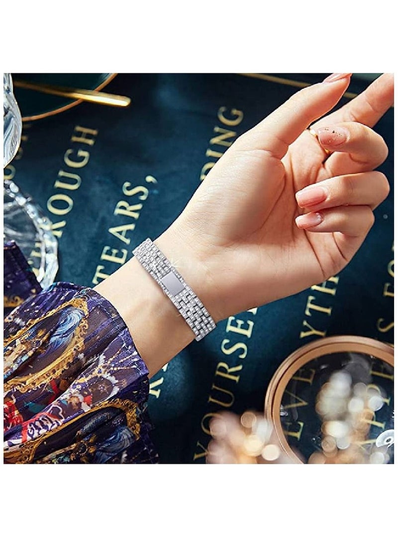 GENNEXT - Women Slim Jewelry Bling Band Diamond Rhinestone Bracelet For Apple Ultra Watch 49mm Silver - Image 1