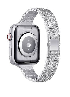 Women Slim Jewelry Bling Band Diamond Rhinestone Bracelet For Apple Ultra Watch 49mm Silver