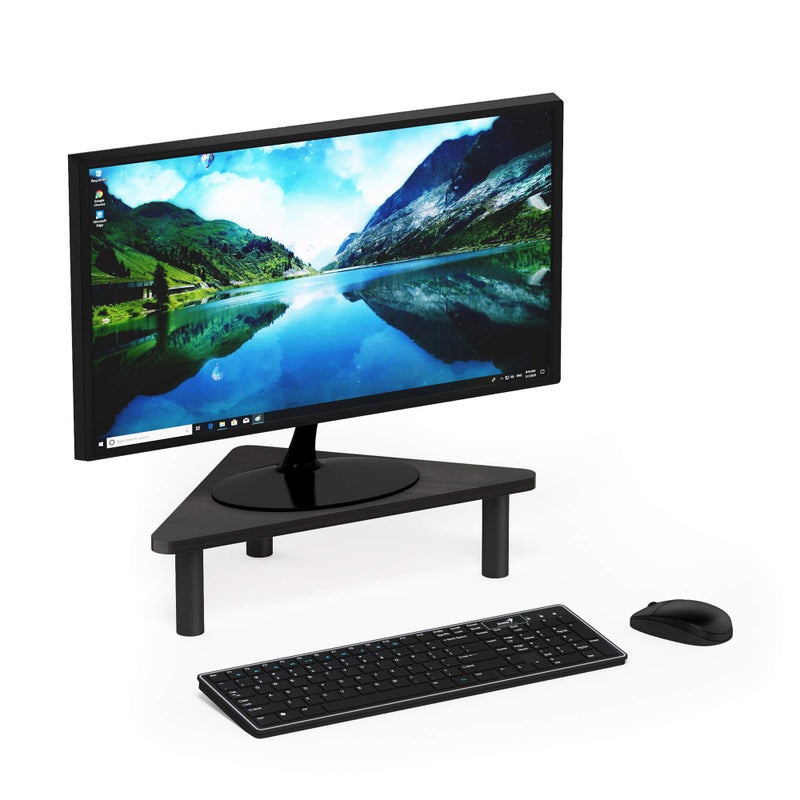 Furinno Turn-N-Tube Corner Monitor Riser Stand, Espresso/Black - Image 1