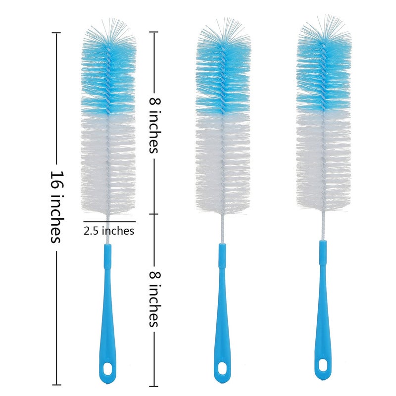 ALINK 3-Pack Long Bottle Cleaning Brush for Narrow Neck Beer, Wine, Flask, Thermos, Sportwell, Pitcher, Brewing Bottle Cleaner, 16 Inches - Image 2