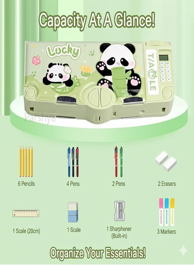 Parshya Magnetic Multi-Functional Pencil Box for Boys & Girls | Built-in Calculator, Dual Sharpener | Large Capacity Compass Box | Durable Stationery Organizer for Kids - Image 5