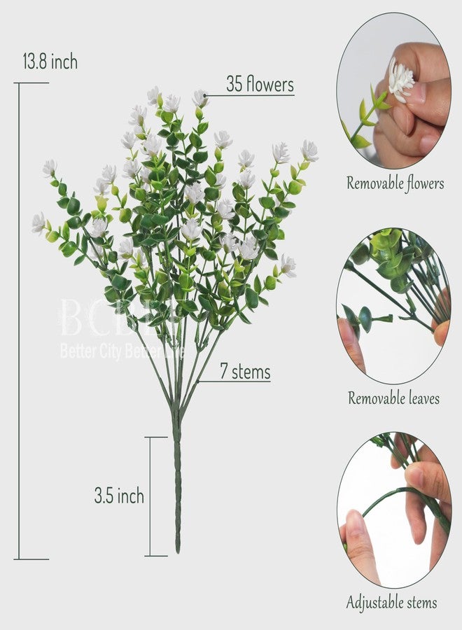 BCBLF Artificial Flowers for Outdoors, Outdoor Faux Plants, 12 Bundles UV Resistant Realistic, Faux Flowers for Outdoor Planters, Spring Summer Home Garden Decoration, White - Image 2