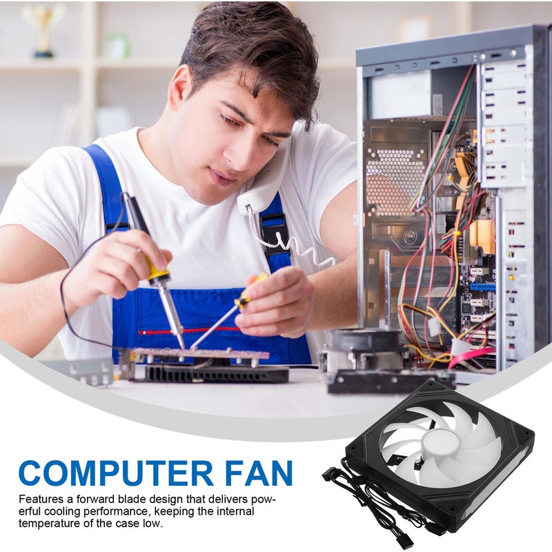 مروحة تبريد بيضاء ARGB 14 سم مع مرآة لا نهائية 5V PWM 3 دبوس لحالات الكمبيوتر وتبريد المعالج - Image 3