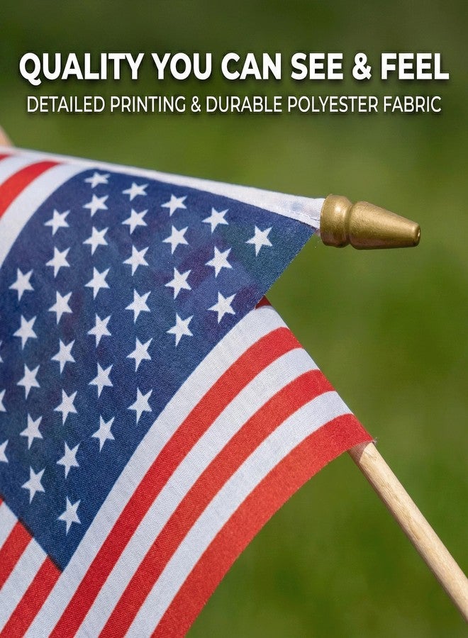 C CRYSTAL LEMON Pack of 100, Small US American Handheld Flags, 4x6 Inch Golden Spear Tip, Stick Flags by - Image 5