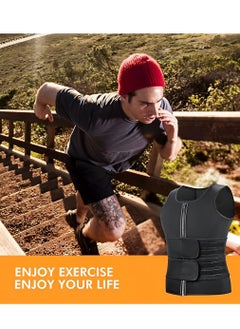 OUYoo Sauna Vest for Men with Waist Trainer Zipper Neoprene Sauna Sweat Suit Tank Top Workout Waist Trimmer Vest  - Image 4