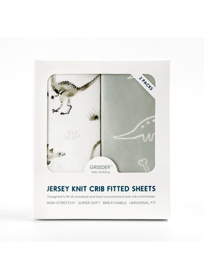 GRSSDER Stretch Ultra Soft Jersey Knit Fitted Crib Sheets Set 2 Pack - Image 4