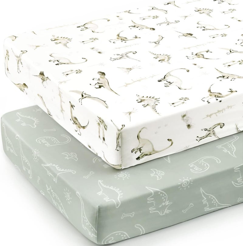 GRSSDER Stretch Ultra Soft Jersey Knit Fitted Crib Sheets Set 2 Pack - Image 2