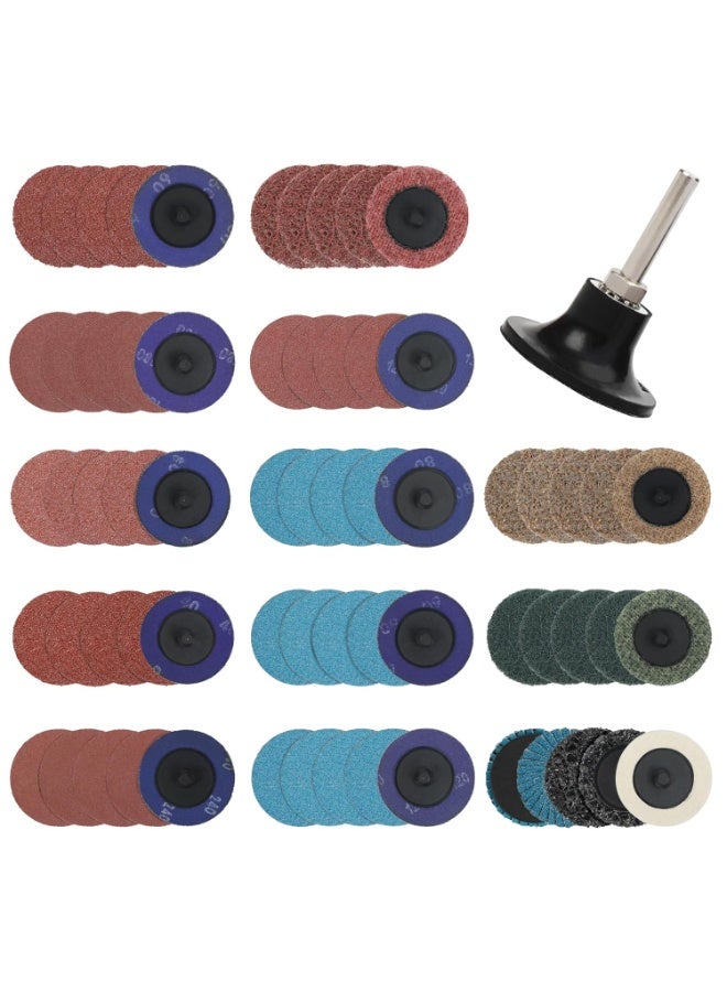 WORKPRO مجموعة أقراص صنفرة 101 قطعة، أقراص 50.8 مم مع حامل 6.35 مم، قرص تكييف السطح لتحضير السطح لطحن الماكينة، إزالة الصدأ والدهان، تشطيب الحواف - Image 1