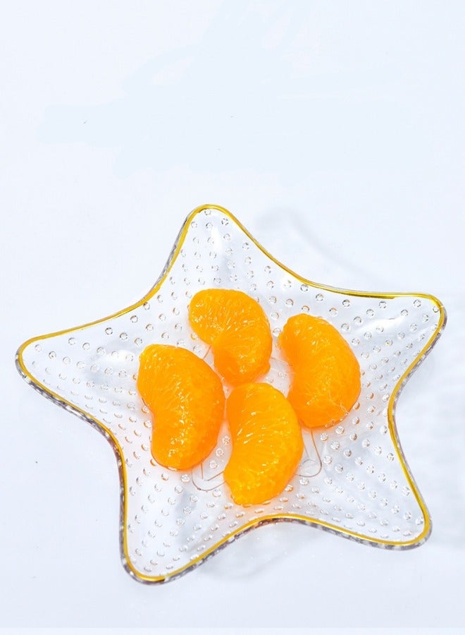 MIXDE 6 Pack Starfish Shaped Clear Plastic Plates Dessert Plates Snack Dishes With Rack 14.5*15.5*2.5cm For Home Kitchen Office - Image 3