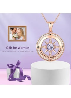 Zifeel Compass Necklace Gifts for Women wife - S925 Sterling Silver Birthstone Necklaces for Women - Anniversary Birthday Gifts for Her Wife Girlfriend - Valentines Day Mom Mother’s Day  Gifts  - Image 4