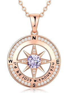 Zifeel Compass Necklace Gifts for Women wife - S925 Sterling Silver Birthstone Necklaces for Women - Anniversary Birthday Gifts for Her Wife Girlfriend - Valentines Day Mom Mother’s Day  Gifts  - Image 1