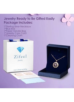 Zifeel Compass Necklace Gifts for Women wife - S925 Sterling Silver Birthstone Necklaces for Women - Anniversary Birthday Gifts for Her Wife Girlfriend - Valentines Day Mom Mother’s Day  Gifts  - Image 2
