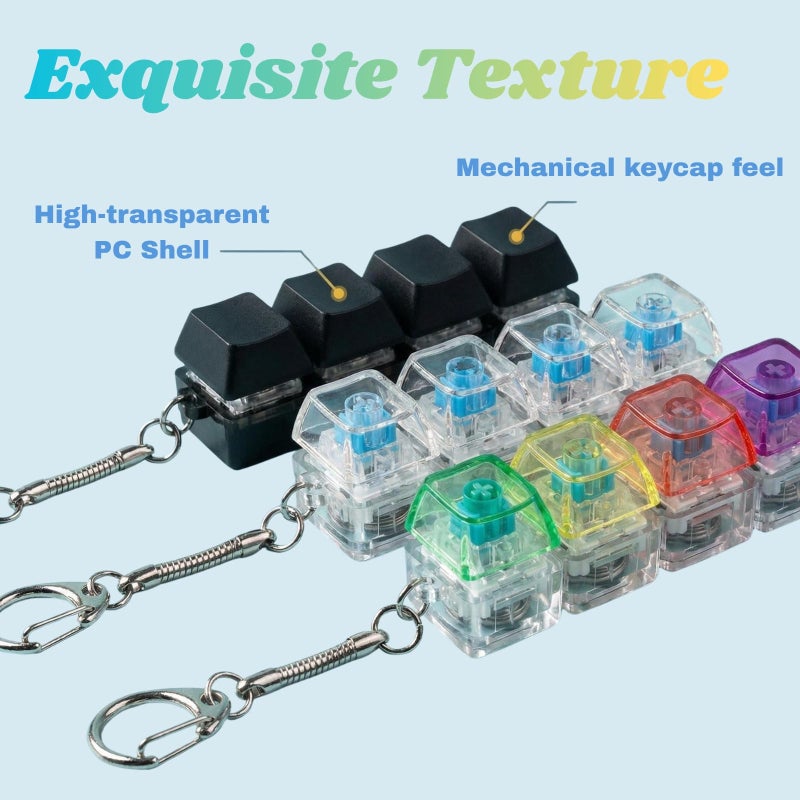 Fidget Toy 6-Piece Macarons-B Set Effortless Stress Relief Mechanical Keychain - Visual And Auditory Calm Keyboard Clicker Toy for Office Workers, Students And Adults - Image 2