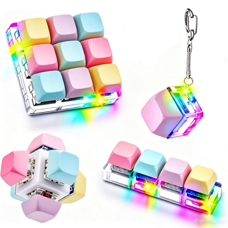 Fidget Toy 6-Piece Macarons-B Set Effortless Stress Relief Mechanical Keychain - Visual And Auditory Calm Keyboard Clicker Toy for Office Workers, Students And Adults - Image 1