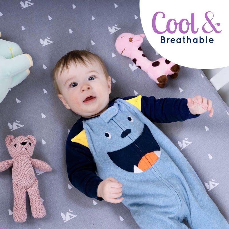 GrowWILD Fitted Unisex Crib Sheets (3 Pack) by GROW WILD - Jersey Knit Cotton Crib Sheets for Boys or Girls, 52” x 28” x 9” Crib Bedding Set (Woodland Gray and White) - Image 5