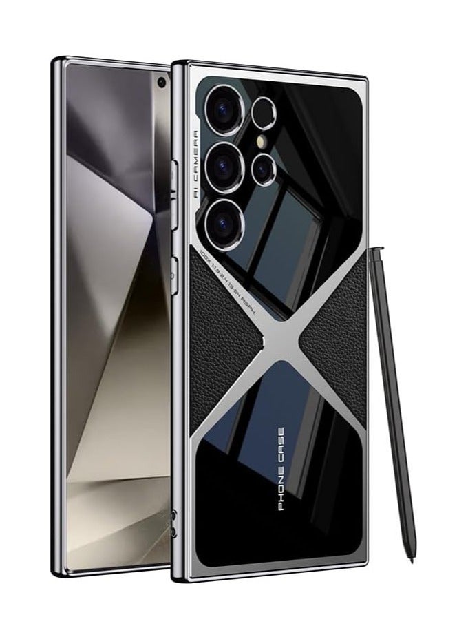 general Case Compatible with Samsung Galaxy S24 Ultra Case, Luxury Electroplated Plain Leather Soft TPU Frame Camera Protection Cover for Samsung Galaxy S24 Ultra - Image 1