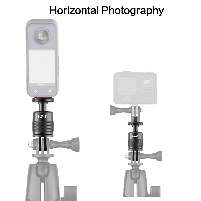 HSU Vertical Mount for GoPro, Aluminum 90 Degree Direction Adapter, 1/4"-20 Screw Tripod Mount for GoPro Hero 13/12/11/10/9/8/Insta360 X5/X4/X3, DJI Osmo Action 5/4/3 AKASO Action Camera and More - Image 3