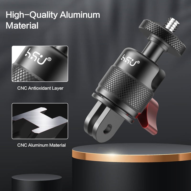 HSU Vertical Mount for GoPro, Aluminum 90 Degree Direction Adapter, 1/4"-20 Screw Tripod Mount for GoPro Hero 13/12/11/10/9/8/Insta360 X5/X4/X3, DJI Osmo Action 5/4/3 AKASO Action Camera and More - Image 5