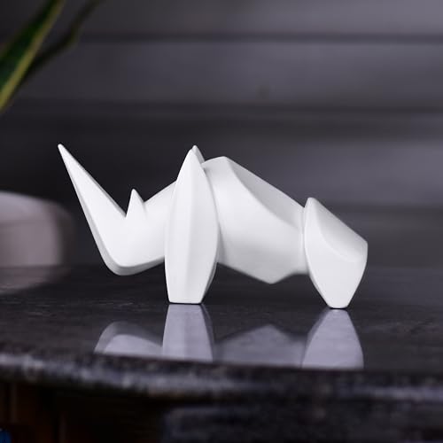 Artarium Resin Abstract Art Rhino Figurine Showpiece | Decorative Items - Home Decor | Showpiece for Tablewarer Office and Gifting (White) - Image 4