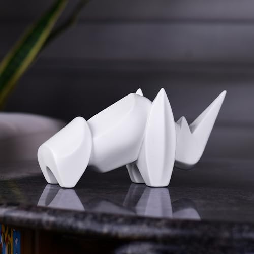 Artarium Resin Abstract Art Rhino Figurine Showpiece | Decorative Items - Home Decor | Showpiece for Tablewarer Office and Gifting (White) - Image 2
