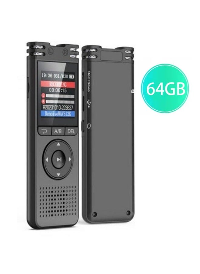 New 64GB Digital Voice Recorder With Playback Voice Activated Color Screen Sound Audio Recorder For Interview/Meeting/Class MP3
