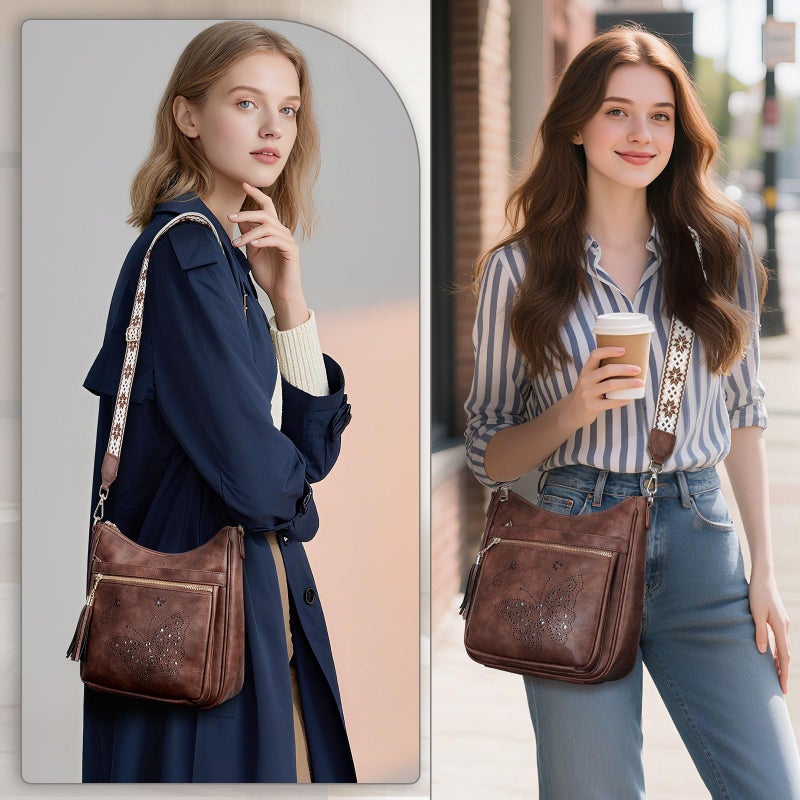 KITEVIUN Medium Crossbody Bags for Women Trendy, Women's Butterfly Shoulder Handbags with Tassel - Image 2
