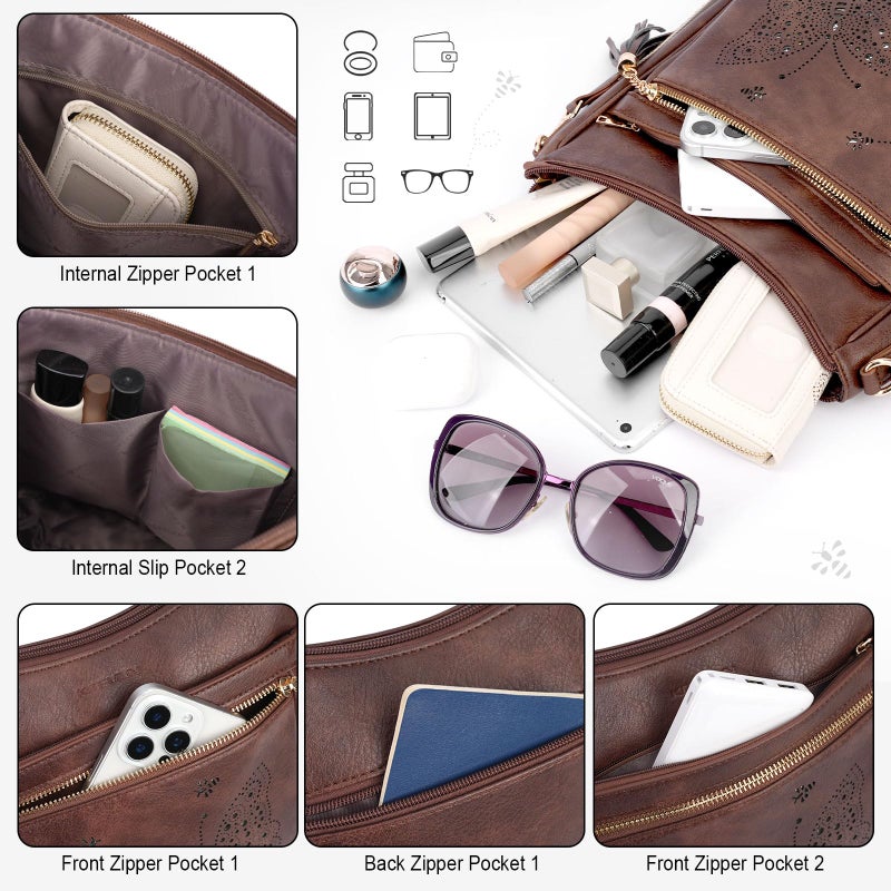 KITEVIUN Medium Crossbody Bags for Women Trendy, Women's Butterfly Shoulder Handbags with Tassel - Image 3