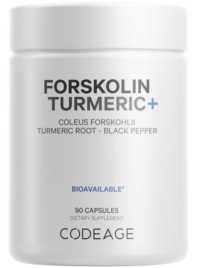 Codeage Forskolin, Pure Forskolin Coleus + Organic Turmeric Root Powder, 95% Curcuminoids + Bioperine Black Pepper - 20% Standardized Coleus Forskohlii - Forskolin Supplement - Non-GMO - 90 Capsules - Image 1