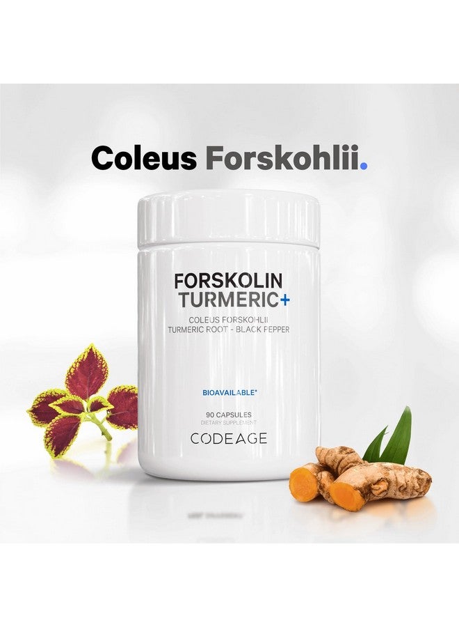 Codeage Forskolin, Pure Forskolin Coleus + Organic Turmeric Root Powder, 95% Curcuminoids + Bioperine Black Pepper - 20% Standardized Coleus Forskohlii - Forskolin Supplement - Non-GMO - 90 Capsules - Image 4