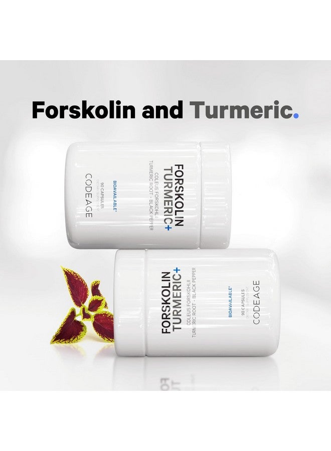 Codeage Forskolin, Pure Forskolin Coleus + Organic Turmeric Root Powder, 95% Curcuminoids + Bioperine Black Pepper - 20% Standardized Coleus Forskohlii - Forskolin Supplement - Non-GMO - 90 Capsules - Image 3