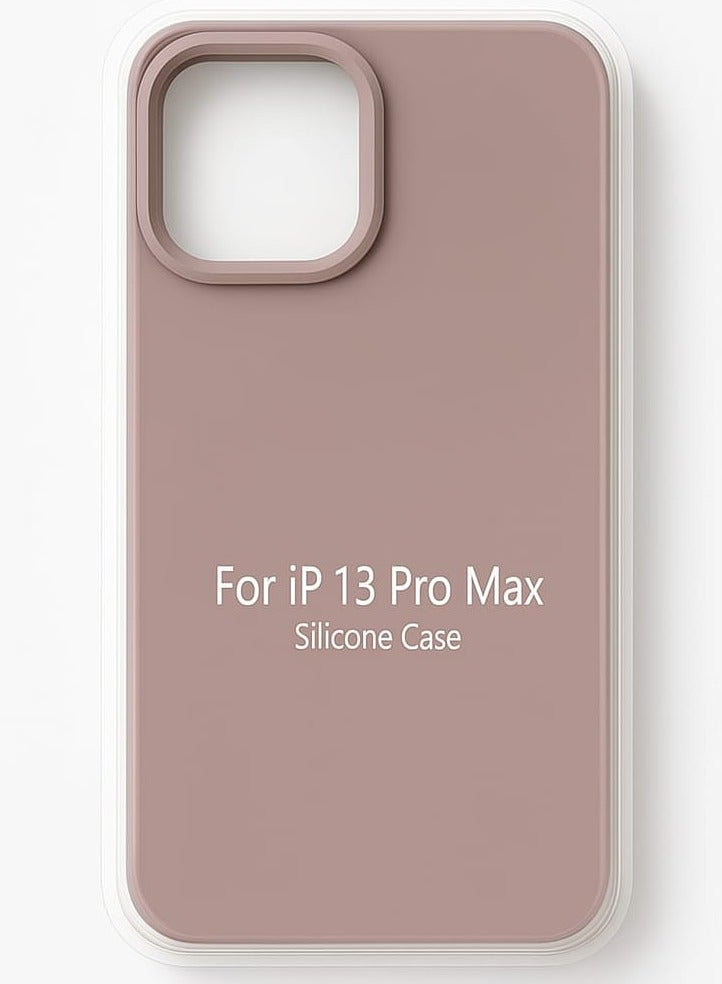 iP 13 Pro Max Silicone Case – Slim Shockproof Protective Back Cover, Soft & Lightweight, Beige - Image 1