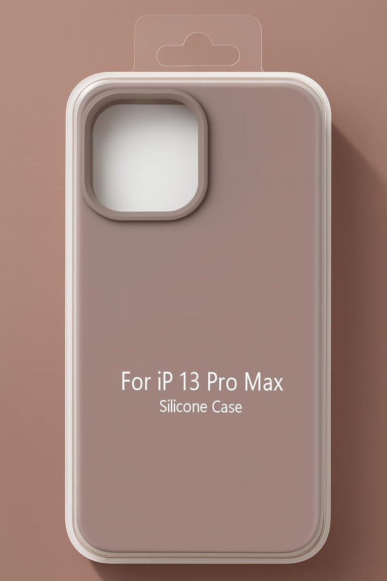 iP 13 Pro Max Silicone Case – Slim Shockproof Protective Back Cover, Soft & Lightweight, Beige - Image 2