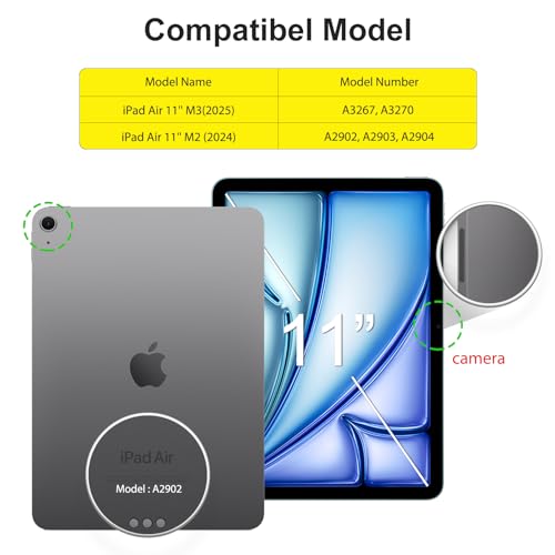 SPARIN Screen Protector for iPad Air 11 Inch M3/M2 (2025/2024, 7th/6th Generation), Auto-Alignment Frame, 9H Tempered Glass Film, Apple Pencil Compatible and Case Friendly, Ultra Clear [2 Pack] - Image 2