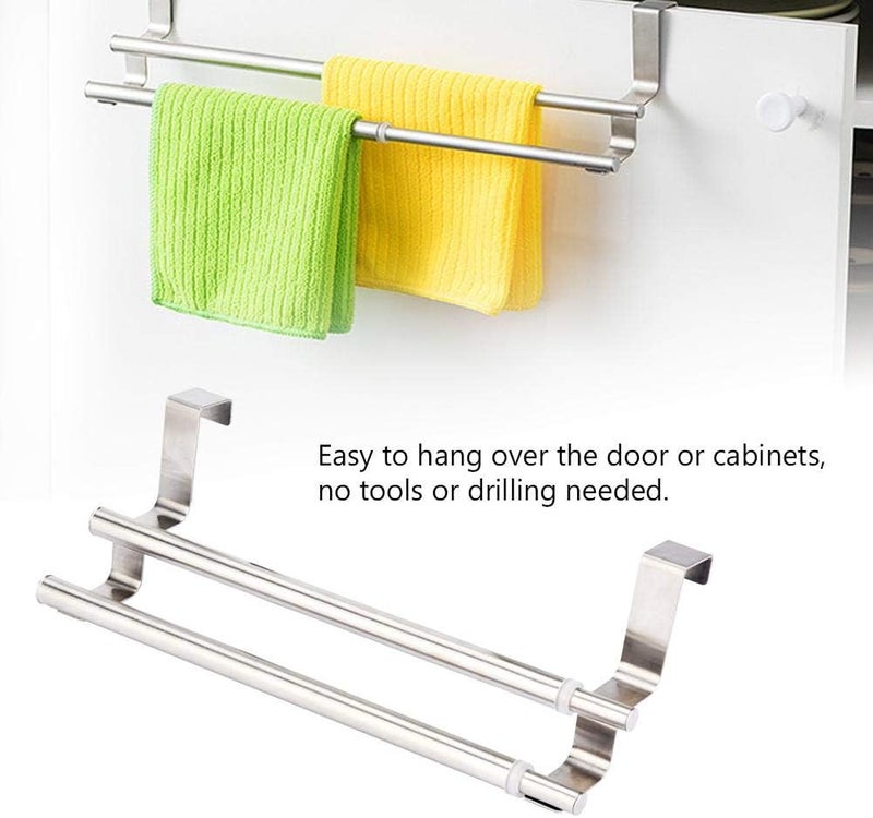 comfrt Kitchen Towel Holder, Stainless Steel Double Over Cabinet Towel Holder for Bathroom or Toilet - Image 3