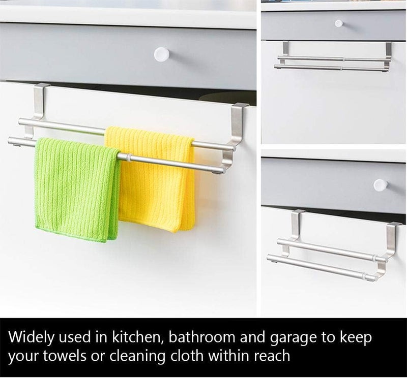 comfrt Kitchen Towel Holder, Stainless Steel Double Over Cabinet Towel Holder for Bathroom or Toilet - Image 4