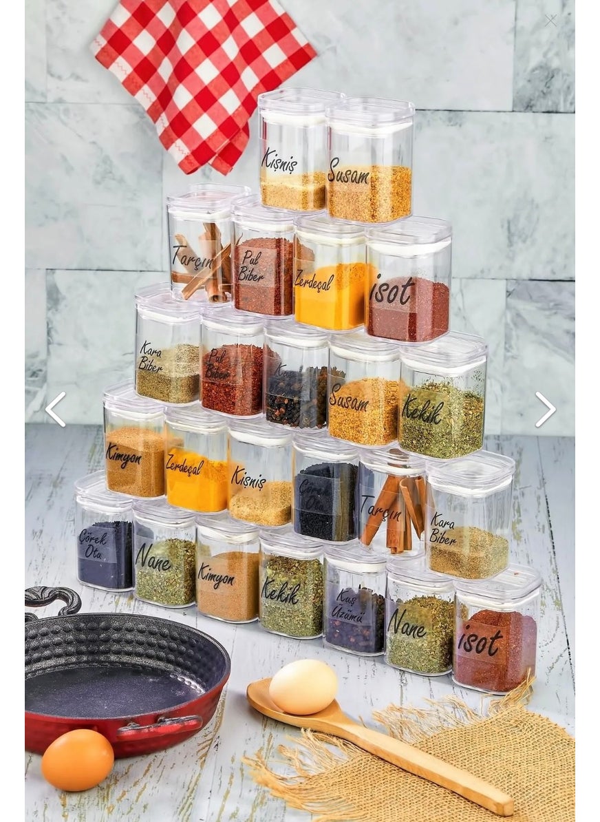 Fbz Home 24-Piece 200 Ml Acrylic Spice Jar Set with Transparent Label - Premium Leakproof Mica Spice Set  - Image 1