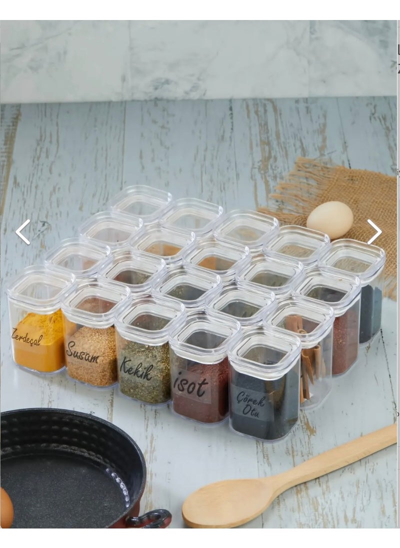 Fbz Home 24-Piece 200 Ml Acrylic Spice Jar Set with Transparent Label - Premium Leakproof Mica Spice Set  - Image 2