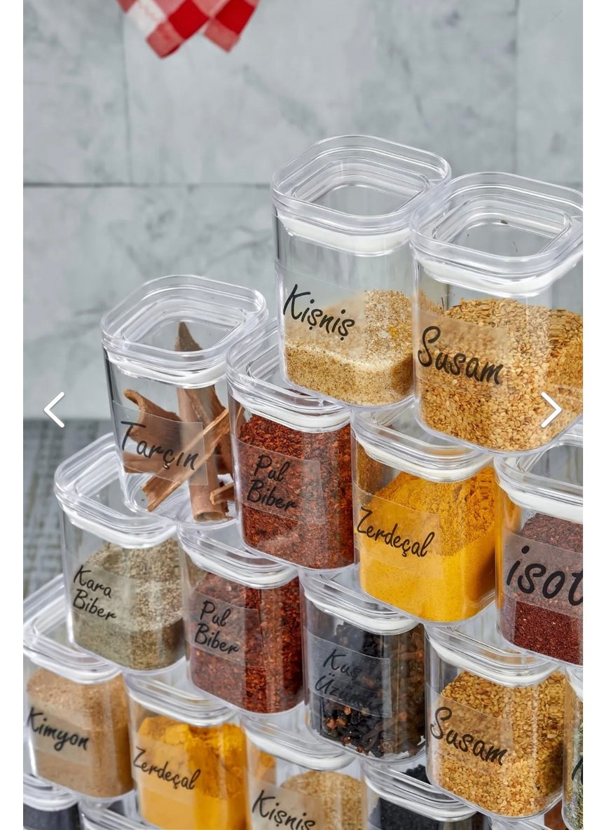 Fbz Home 24-Piece 200 Ml Acrylic Spice Jar Set with Transparent Label - Premium Leakproof Mica Spice Set  - Image 3